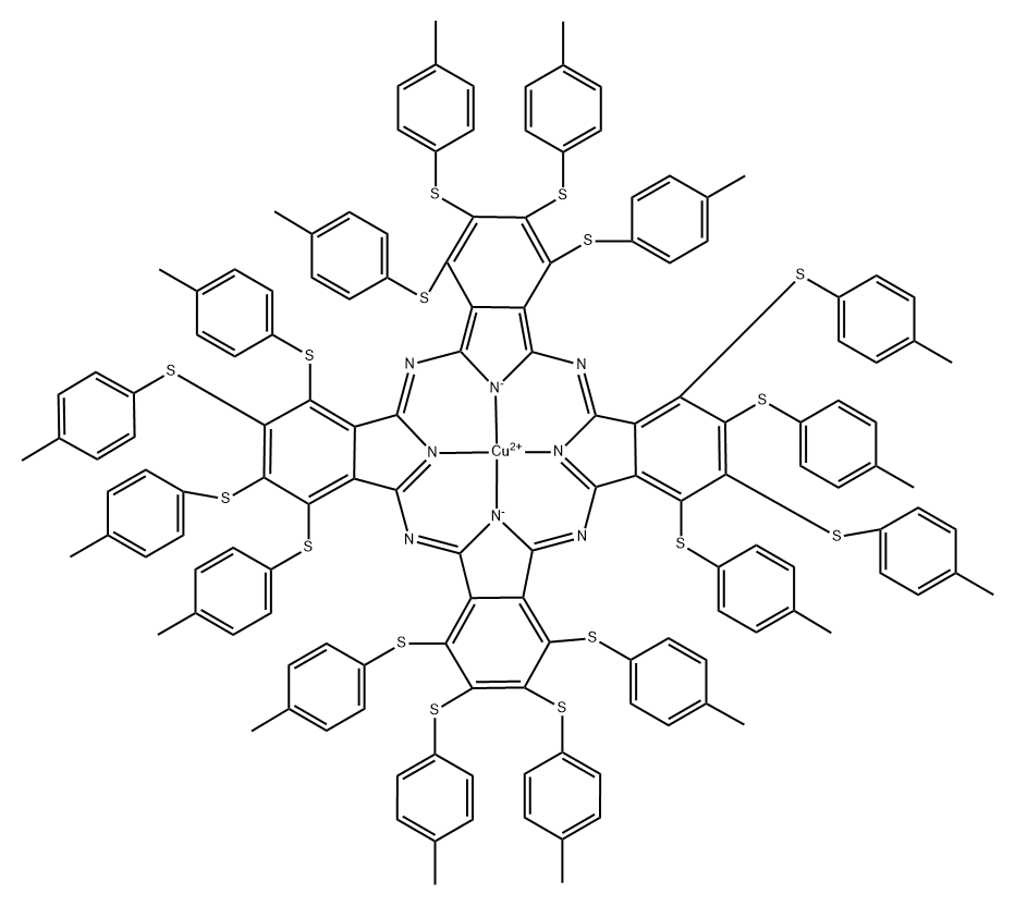 A mixture of compounds from (dodecakis(p-tolylthio)phthalocyaninato)copper(II) to  (hexadecakis(p-tolylthio)phthalocyaninato)copper(II) 结构式