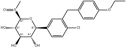 β-L-Xylopyranose, 5-C-[4-chloro-3-[(4-ethoxyphenyl)methyl]phenyl]-1-deoxy-1-(methylsulfinyl)-, (5S)- Structure