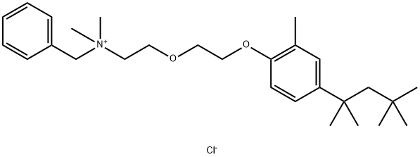 ベンジルジメチル[2-[2-[2-メチル-4-(1,1,3,3-テトラメチルブチル)フェノキシ]エトキシ]エチル]アミニウム・クロリド 化学構造式