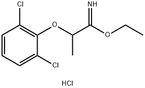 Propanimidic acid, 2-(2,6-dichlorophenoxy)-, ethyl ester, hydrochloride, (-)- (9CI)