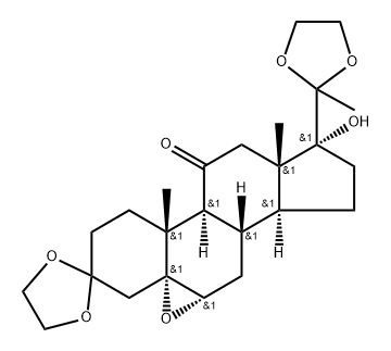 5.alpha.-Pregnane-3,11,20-trione, 5,6.alpha.-epoxy-17-hydroxy-, cyclic 3,20-bis(ethylene acetal),102213-30-9,结构式