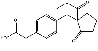 Loxoprofen impurity 11/2-(4-((1-(Methoxycarbonyl)-2-oxocyclopentyl)methyl)phenyl)propanoic Acid Struktur