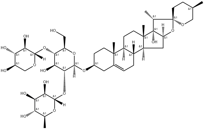 Pennogenin 3-O-alpha-L-rhamnopyranosyl-(1-2)-beta-D-xylopyranosyl-(1-4)-beta-D-glucopyranoside Struktur