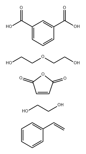 1,3-Benzenedicarboxylic acid, polymer with 1,2-ethanediol, ethenylbenzene, 2,5-furandione and 2,2-oxybisethanol Struktur