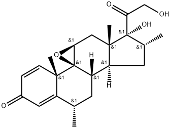 Pregna-1,4-diene-3,20-dione, 9,11-epoxy-17,21-dihydroxy-6,16-dimethyl-, (6α,9β,11β,16α)- Structure