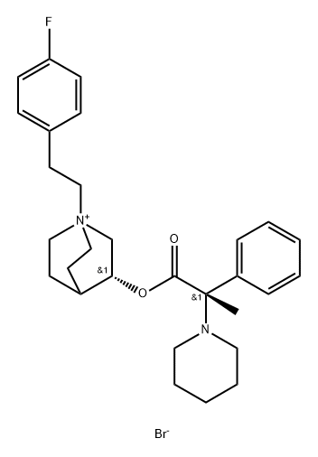 (3R)-1-[2-(4-fluorophenyl)ethyl]-3-[(2S)-1-oxo-2-phenyl-2-(1-piperidinyl)propoxy]-1-azoniabicyclo[2.2.2]octane bromide (1:1) Structure
