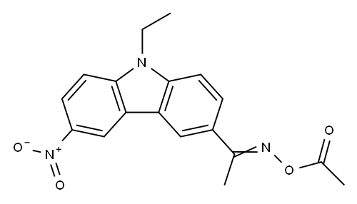 1-(9-乙基-6-硝基-9H-咔唑-3-基)乙酮-1-(O-乙酰肟) 结构式