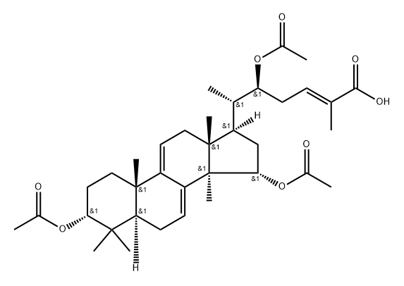 (22S,24E)-3α,15α,22-Tris(acetyloxy)-5α-lanosta-7,9(11),24-trien-26-oic acid Structure