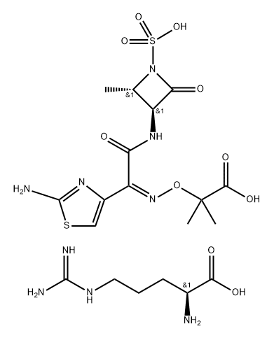 L-Arginine,mixt. with2-[[(Z)-[1-(2-amino-4-thiazolyl)-2-[[(2S,3S)-2-methyl-4-oxo-1-sulfo-3-azetidinyl]amino]-2-oxoethylidene]amino]oxy]-2-methylpropanoicacid
|氨曲南/精氨酸