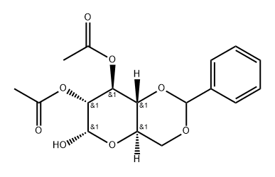 α-D-Glucopyranose, 4,6-O-(phenylmethylene)-, 2,3-diacetate 结构式