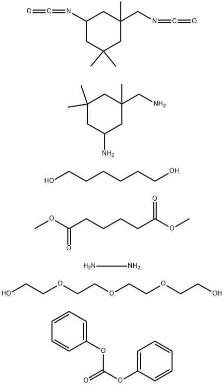 Hexanedioic acid, dimethyl ester, polymer with 5-amino-1,3,3-trimethylcyclohexanemethanamine, diphenyl carbonate, 1,6-hexanediol, hydrazine, 5-isocyanato-1-(isocyanatomethyl) -1,3,3-trimethylcyclohexane and 2,2'-[oxybis(2,1-ethanediyloxy)]bis[ethanol] 结构式