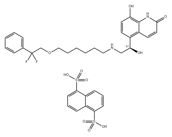 5-[(1R)-2-[6-(2,2-difluoro-2-phenyl-ethoxy)hexylamino]-1-hydroxy-ethyl]-8-hydroxy-1H-quinolin-2-one: naphthalene-1,5-disulfonic acid (2:1)|化合物 T24995