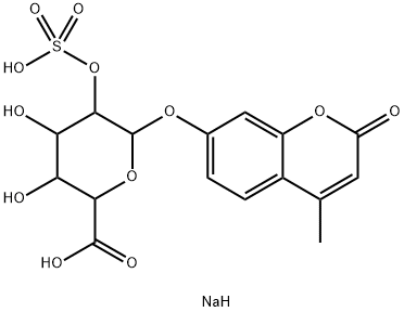 4-甲基香豆素基-Α-L-吡喃艾杜糖醛酸-2-硫酸钠盐, 1045020-74-3, 结构式