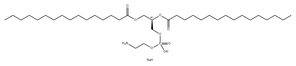 Hexadecanoic acid, (1R)-1-(2-aminoethoxy)hydroxyphosphinyloxymethyl-1,2-ethanediyl ester, monosodium salt Structure