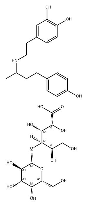 4-[2-[4-(4-hydroxyphenyl)butan-2-ylamino]ethyl]benzene-1,2-diol: (2R,3S,4R,5R)-2,3,5,6-tetrahydroxy-4-[(2S,3R,4S,5S,6R)-3,4,5-trihydroxy-6-(hydroxymethyl)oxan-2-yl]oxy-hexanoic acid Structure