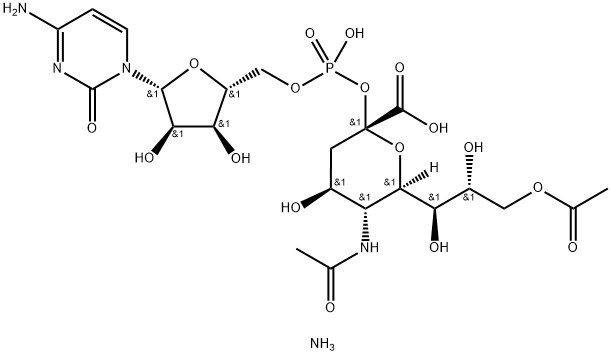 β-Neuraminic acid, N-acetyl-, 9-acetate 2-(hydrogen 5'-cytidylate), ammonium salt (1:2) Structure