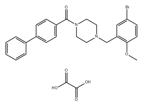 Methanone, [1,1'-biphenyl]-4-yl[4-[(5-bromo-2-methoxyphenyl)methyl]-1-piperazinyl]-, ethanedioate (1:1) Structure