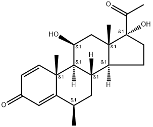 Pregna-1,4-diene-3,20-dione, 11,17-dihydroxy-6-methyl-, (6β,11β)- Structure