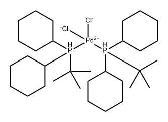 bis(tert-butyldicylcohexylphosphine)dichloropalladium(II), 104889-13-6, 结构式