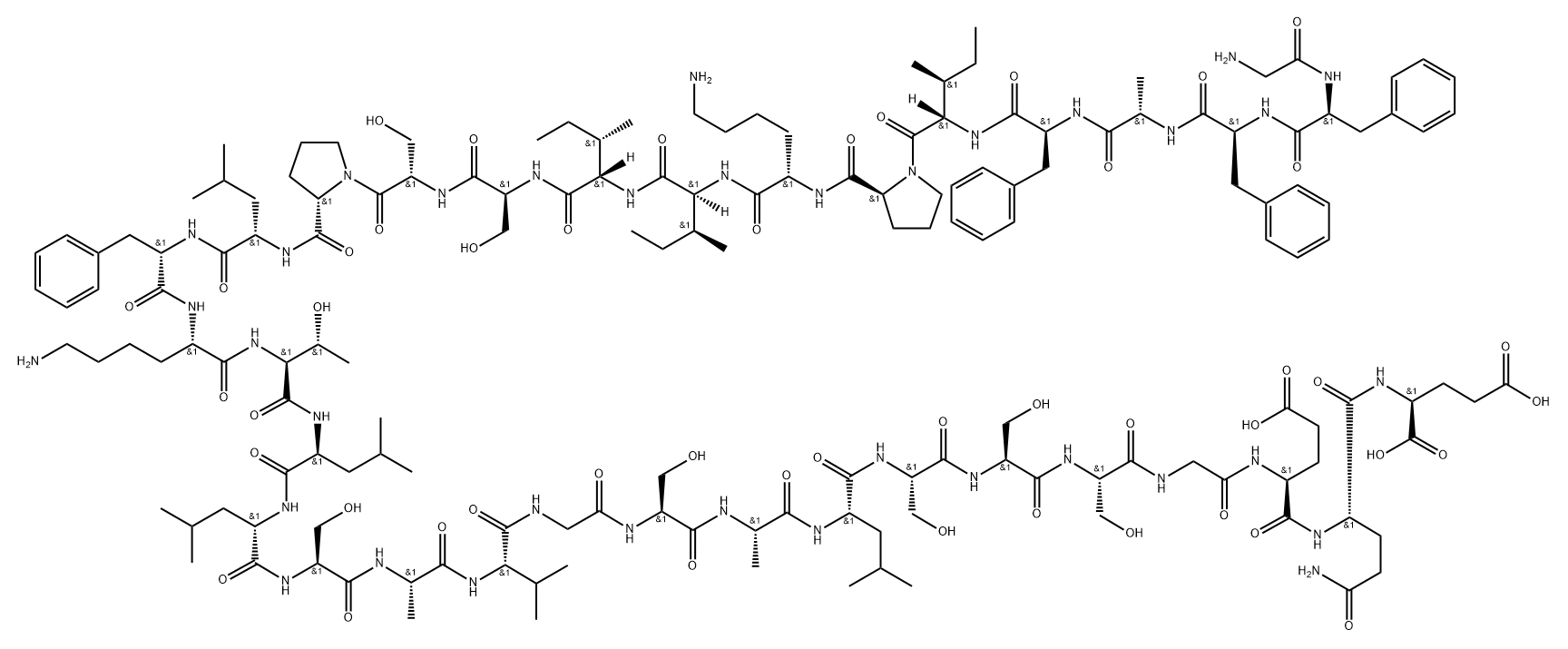 L-Glutamic acid, glycyl-L-phenylalanyl-L-phenylalanyl-L-alanyl-L-phenylalanyl-L-isoleucyl-L-prolyl-L-lysyl-L-isoleucyl-L-isoleucyl-L-seryl-L-seryl-L-prolyl-L-leucyl-L-phenylalanyl-L-lysyl-L-threonyl-L-leucyl-L-leucyl-L-seryl-L-alanyl-L-valylglycyl-L-seryl-L-alanyl-L-leucyl-L-seryl-L-seryl-L-serylglycyl-L-α-glutamyl-L-glutaminyl- Structure