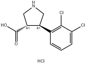 3-Pyrrolidinecarboxylic acid, 4-(2,3-dichlorophenyl)-, hydrochloride (1:1), (3S,4R)- 结构式