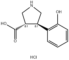 3-Pyrrolidinecarboxylic acid, 4-(2-hydroxyphenyl)-, hydrochloride (1:1), (3S,4R)- 结构式