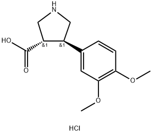 3-Pyrrolidinecarboxylic acid, 4-(3,4-dimethoxyphenyl)-, hydrochloride (1:1), (3S,4R)- 结构式