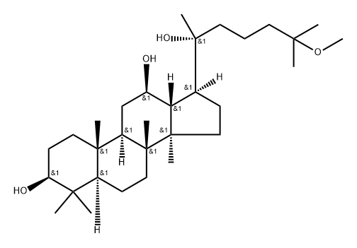 20(R)-25-甲氧基原人参二醇, 1050479-86-1, 结构式