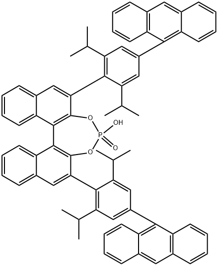 (S)-3,3'-双[4-(9-蒽基)-2,6-双异丙基苯基]联萘酚磷酸酯,1051435-82-5,结构式