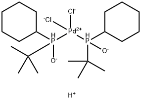 Palladate(2-), dichlorobis[P-cyclohexyl-P-(1,1-dimethylethyl)phosphinito-P]-, hydrogen (1:2) Struktur