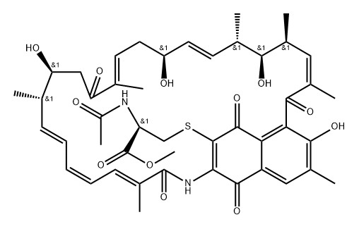 30-[[(R)-2-Acetylamino-3-methoxy-3-oxopropyl]thio]-30-dechloronaphthomycin A Structure