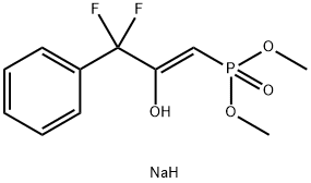 Phosphonic acid, P-[(1Z)-3,3-difluoro-2-hydroxy-3-phenyl-1-propen-1-yl]-, dimethyl ester, sodium salt (1:1) Struktur