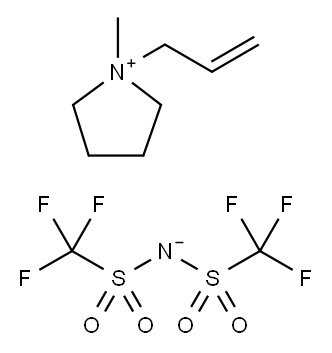 1-アリル-1-メチルピロリジニウムビス(トリフルオロメタンスルホニル)イミド 化学構造式