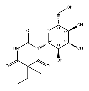 5,5-ジエチル-1-β-D-グルコピラノシルバルビツル酸 化学構造式