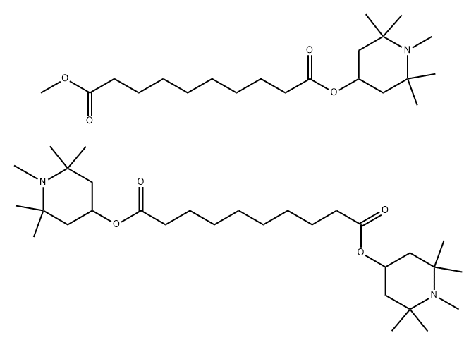 Decanedioic acid 1,10-bis(1,2,2,6,6-pentamethyl-4-piperidinyl) ester mixt. with 1-methyl 10-(1,2,2,6,6-pentamethyl-4-piperidinyl) decanedioate Structure