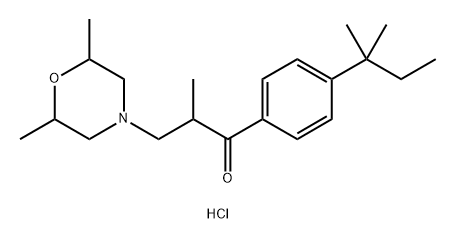 1-Propanone, 3-(2,6-diMethyl-4-Morpholinyl)-1- [4-(1,1-diMethylpropyl)phenyl]-2-Methyl-,hydrochloride (1:1) Structure