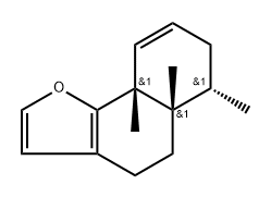 rel-(+)-4,5,5a,6,7,9a-ヘキサヒドロ-5aα*,6β*,9aα*-トリメチルナフト[1,2-b]フラン 化学構造式