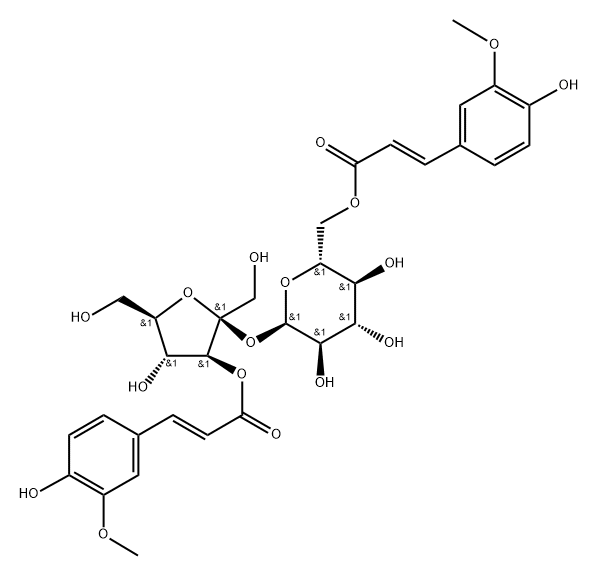 α-D-Glucopyranoside, 3-O-[(2E)-3-(4-hydroxy-3-methoxyphenyl)-1-oxo-2-propen-1-yl]-β-D-fructofuranosyl, 6-[(2E)-3-(4-hydroxy-3-methoxyphenyl)-2-propenoate]|α-D-Glucopyranoside, 3-O-[(2E)-3-(4-hydroxy-3-methoxyphenyl)-1-oxo-2-propen-1-yl]-β-D-fructofuranosyl, 6-[(2E)-3-(4-hydroxy-3-methoxyphenyl)-2-propenoate]