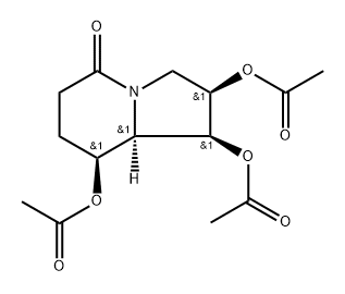 Hexahydro-1,2,8-tris-acetoxy-[1S-(1a,2a,8a,8ab)]-5(1H)-indolizinone 结构式