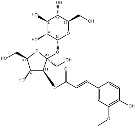 3-O-[3-(3-メトキシ-4-ヒドロキシフェニル)アクリロイル]-β-D-フルクトフラノシルα-D-グルコピラノシド 化学構造式