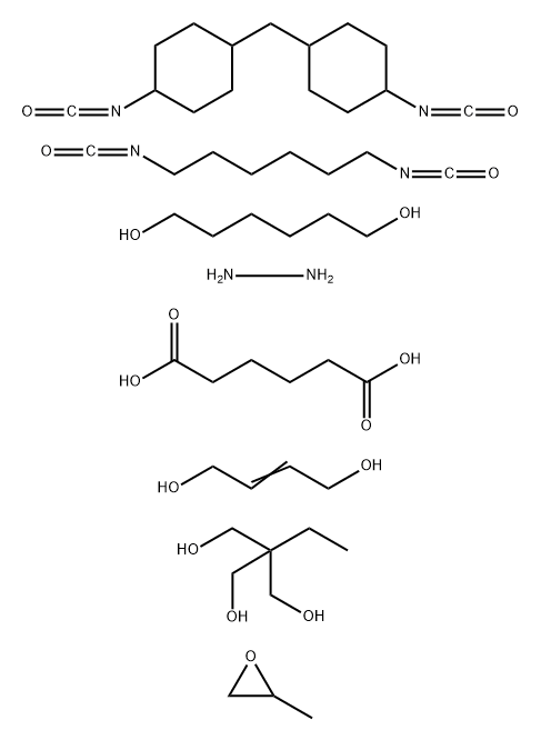 Hexanedioic acid, polymer with 2-butene-1,4-diol, 1,6-diisocyanatohexane, 2-ethyl-2-(hydroxymethyl)-1,3-propanediol, 1,6-hexanediol, hydrazine, 1,1-methylenebis4-isocyanatocyclohexane and methyloxirane, bisulfited 结构式