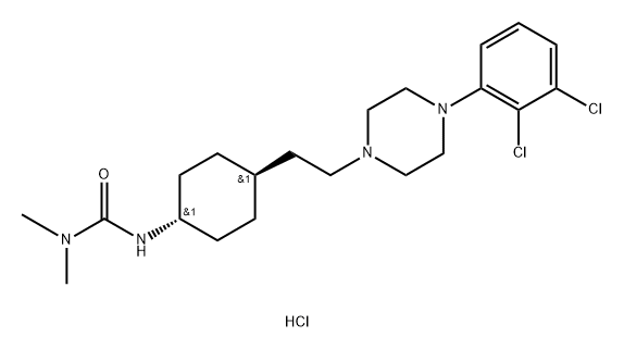 Urea, N'-[trans-4-[2-[4-(2,3-dichlorophenyl)-1-piperazinyl]ethyl]cyclohexyl]-N,N-dimethyl-, hydrochloride (1:2) Struktur