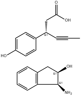 (3S)-3-(4-hydroxyphenyl)-hex-4-ynoic acid (1S,2R)-1-amino-2-indanol salt Struktur