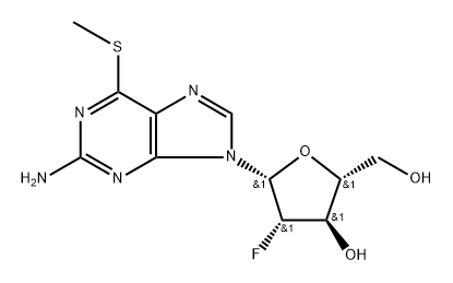 2-Amino-6-methythio-9-(2'-deoxy-2'-fluooro-beta-D-arabinofuranosyl)-9H-purine Struktur