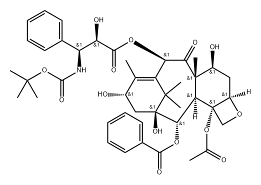 Benzenepropanoic acid, β-[[(1,1-dimethylethoxy)carbonyl]amino]-α-hydroxy-, (2aR,4S,4aS,6R,9S,11S,12S,12aR,12bS)-12b-(acetyloxy)-12-(benzoyloxy)-2a,3,4,4a,5,6,9,10,11,12,12a,12b-dodecahydro-4,9,11-trihydroxy-4a,8,13,13-tetramethyl-5-oxo-7,11-methano-1H-cyclodeca[3,4]benz[1,2-b]oxet-6-yl ester, (αR,βS)- Structure