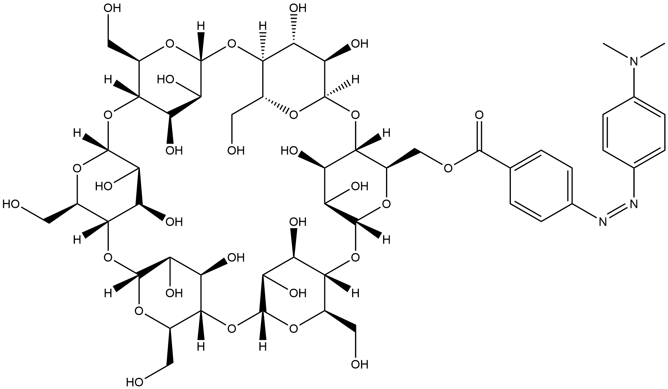 MNO-6-P-METHYL RED-ALPHA-CYCLODEXTRIN 结构式