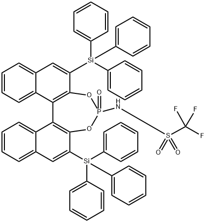 1,1,1-三氟-N-[(11BR)-4-氧-2,6-双(三苯基硅基)联萘并[2,1-D:1',2'-F][1,3,2]二氧磷杂-4-基]甲磺酰胺 结构式