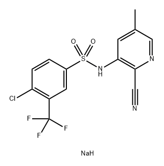 Benzenesulfonamide, 4-chloro-N-(2-cyano-5-methyl-3-pyridinyl)-3-(trifluoromethyl)-, sodium salt (1:1) Struktur