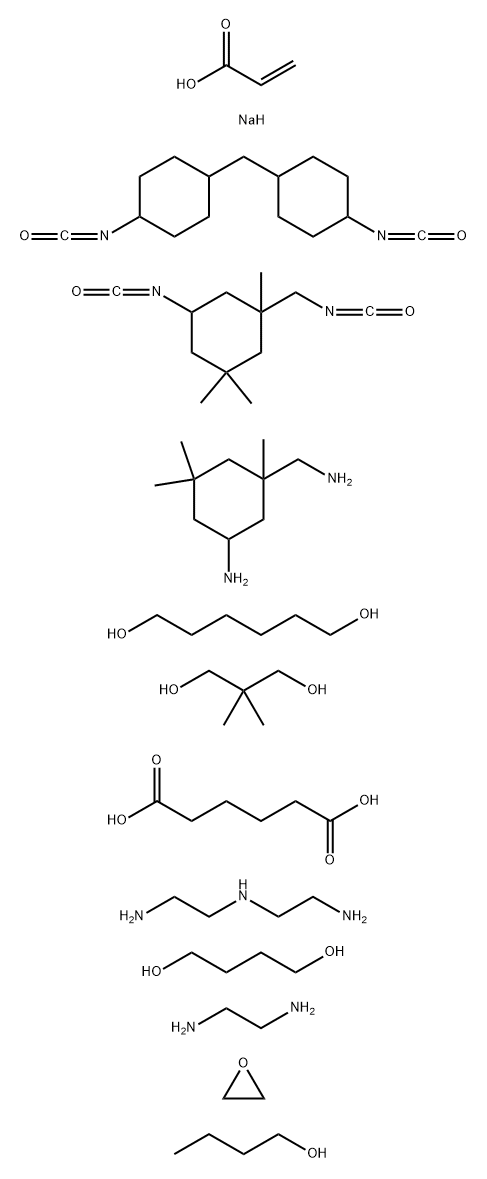Hexanedioic acid, polymer with N-(2-aminoethyl)-1,2-ethanediamine, 5-amino-1,3,3-trimethylcyclohexanemethanamine, 1,4-butanediol, 2,2-dimethyl-1,3-propanediol, 1,2-ethanediamine, 1,6-hexanediol, 5-isocyanato-1-(isocyanatomethyl)-1,3,3-trimethylcyclohexane 结构式