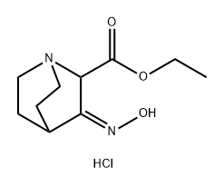 1-Azabicyclo[2.2.2]octane-2-carboxylic acid, 3-(hydroxyimino)-, ethyl ester, hydrochloride (1:1)